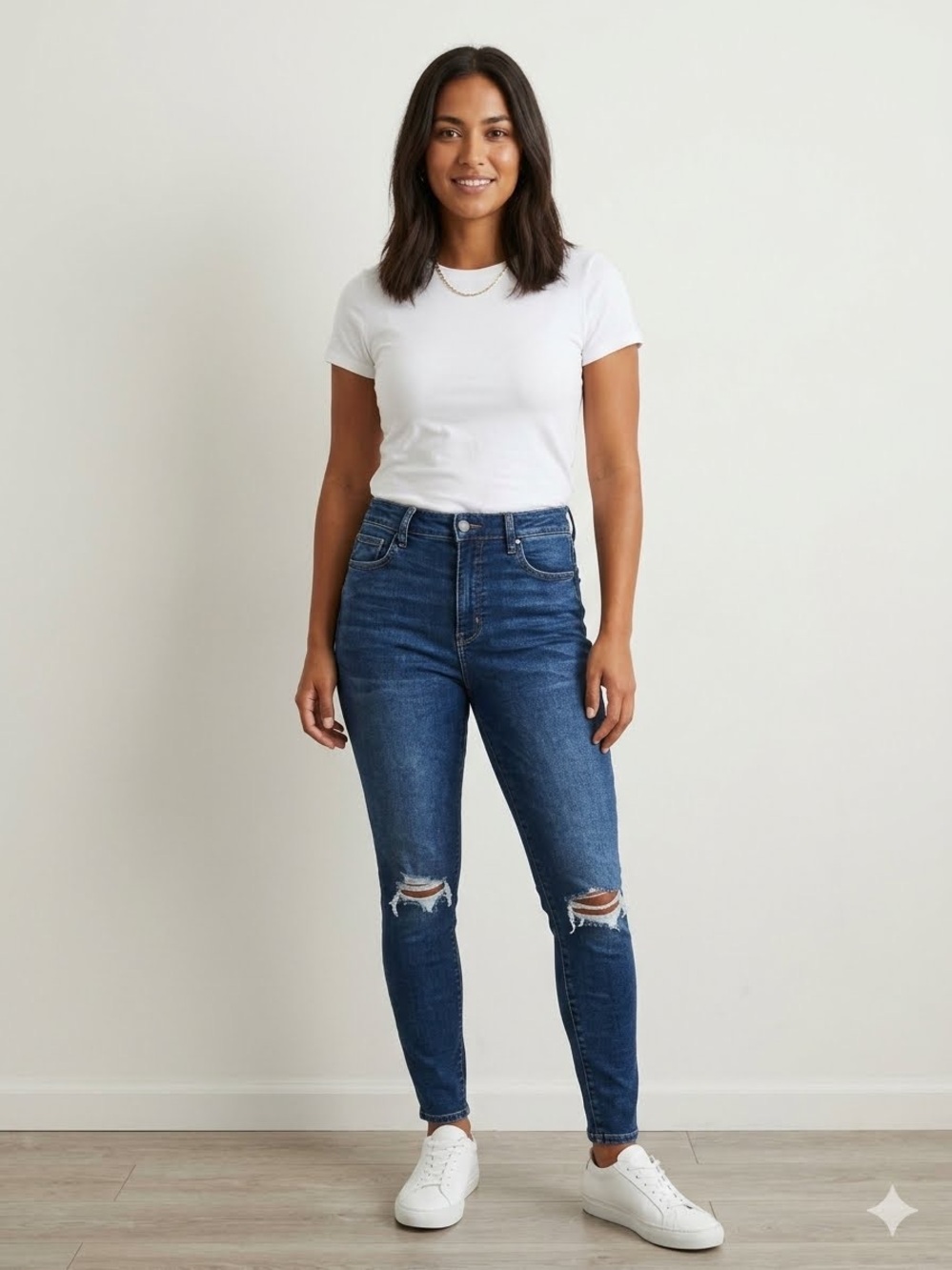 Dark Blue Women's Distressed Skinny Jeans